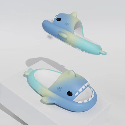 🦈 2025 Summer EVA Shark Slippers – Cute gradient, thick-soled flip-flops for women, men & kids.