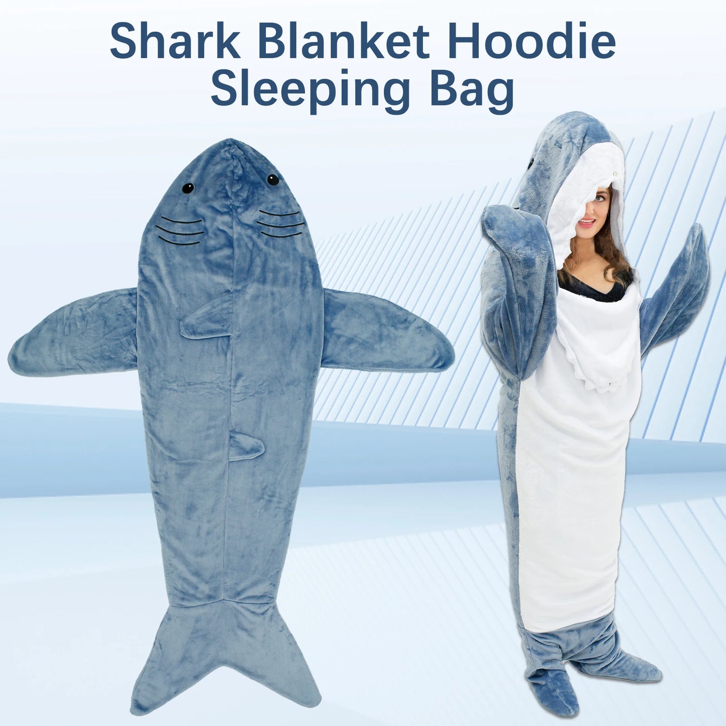 🦈 Shark Blanket Hoodie – Soft flannel wearable blanket for adults.