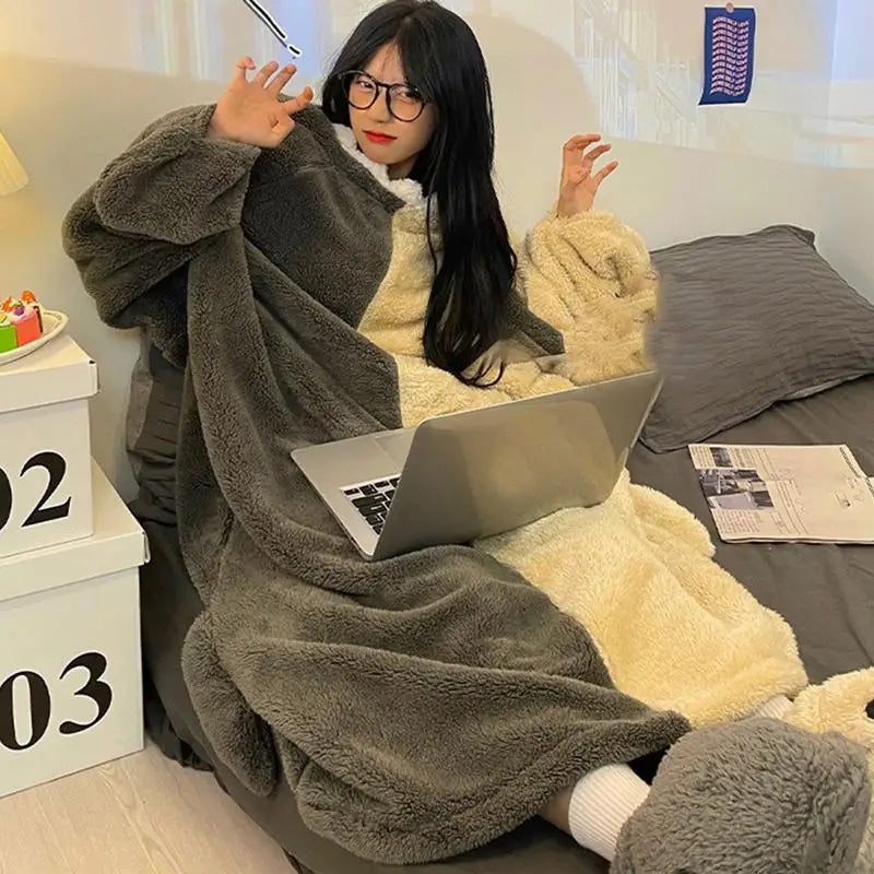 🦈 Shark Snuggie Hoodie – Soft flannel wearable blanket & cartoon shark onesie for kids & adults.