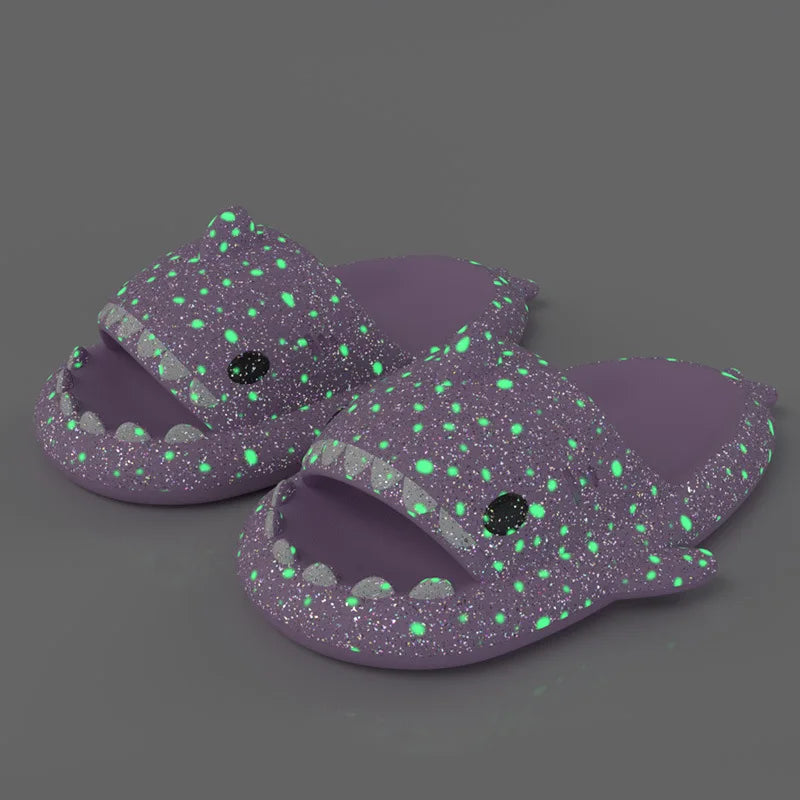 🦈 Halloween Pumpkin Glow Shark Slippers – Fun, non-slip