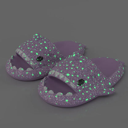 🦈 Halloween Pumpkin Glow Shark Slippers – Fun, non-slip