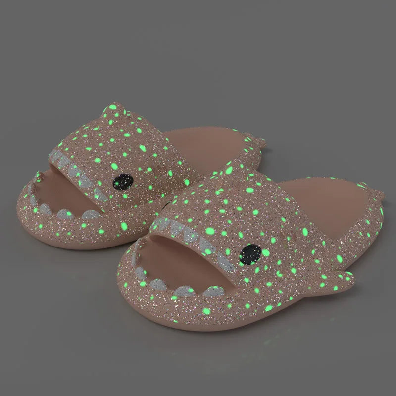 🦈 Halloween Pumpkin Glow Shark Slippers – Fun, non-slip