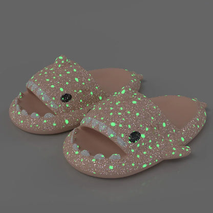 🦈 Halloween Pumpkin Glow Shark Slippers – Fun, non-slip