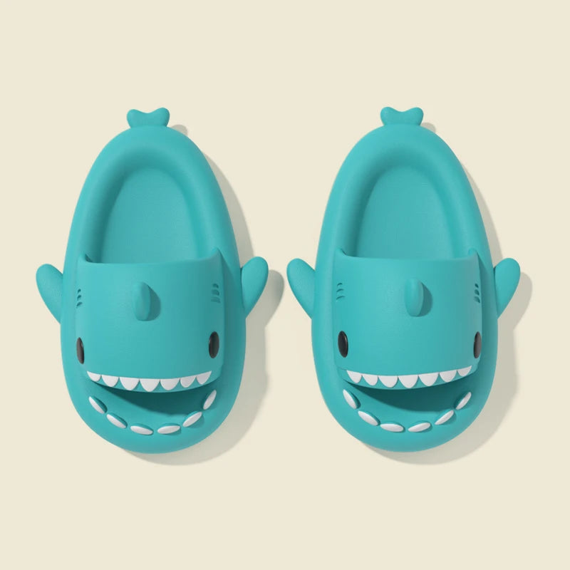 🦈 2025 Summer EVA Shark Slippers – Cute gradient, thick-soled flip-flops for women, men & kids.