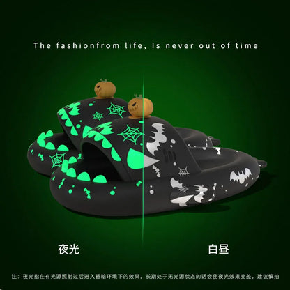 🦈 Night Glowing Shark Slippers – Fun platform slides for women & men.